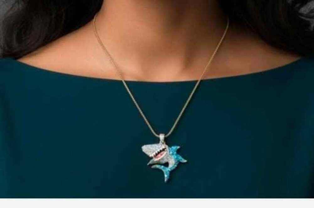Betsey Johnson Crystal Shark Pendant Necklace